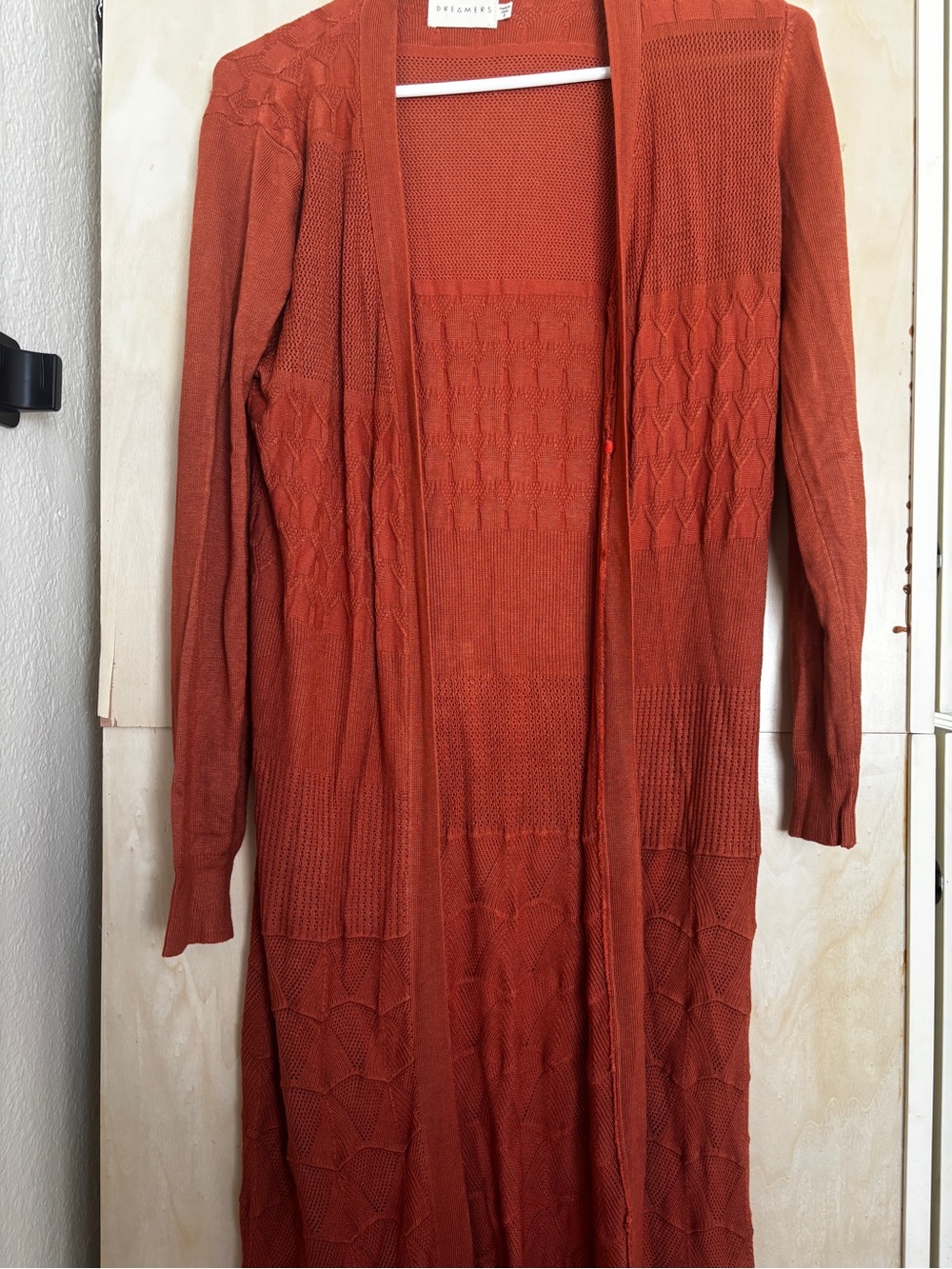 Dreamers Rust Open-Front Long Cardigan
